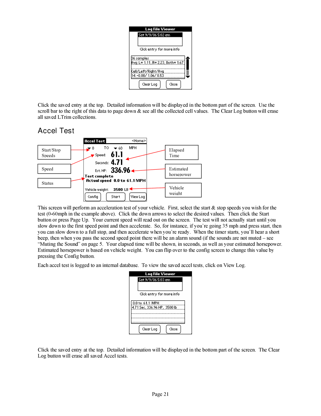 Associated Equipment GM L67, GM LS1, GM L36 manual Accel Test 