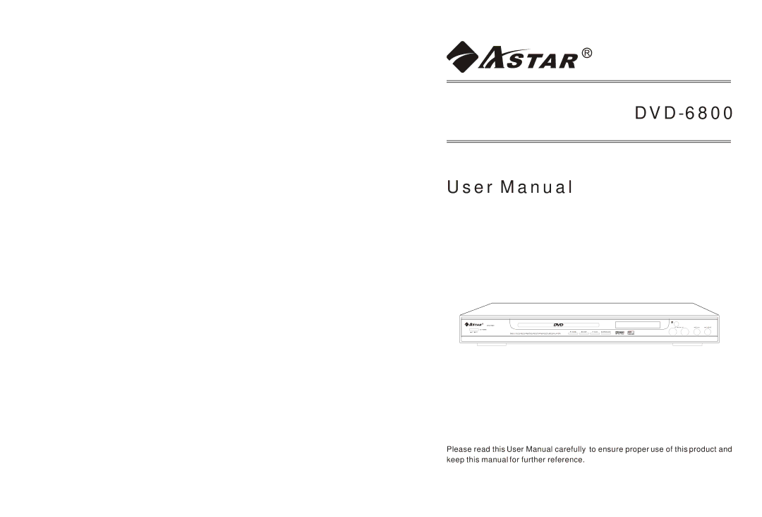 Astar electronic DVD-6800 manual 