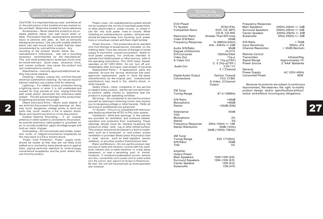 Astar electronic HT-3300A manual Technical Specifications 