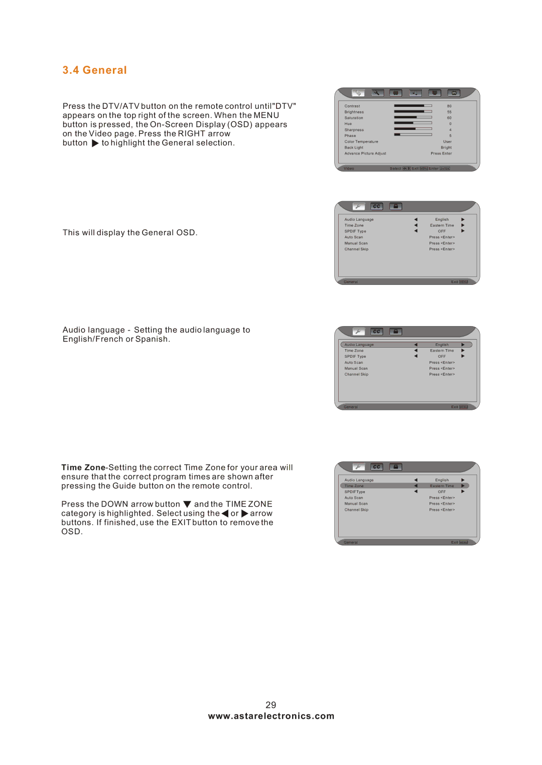 Astar electronic LTV-27HBG manual General 