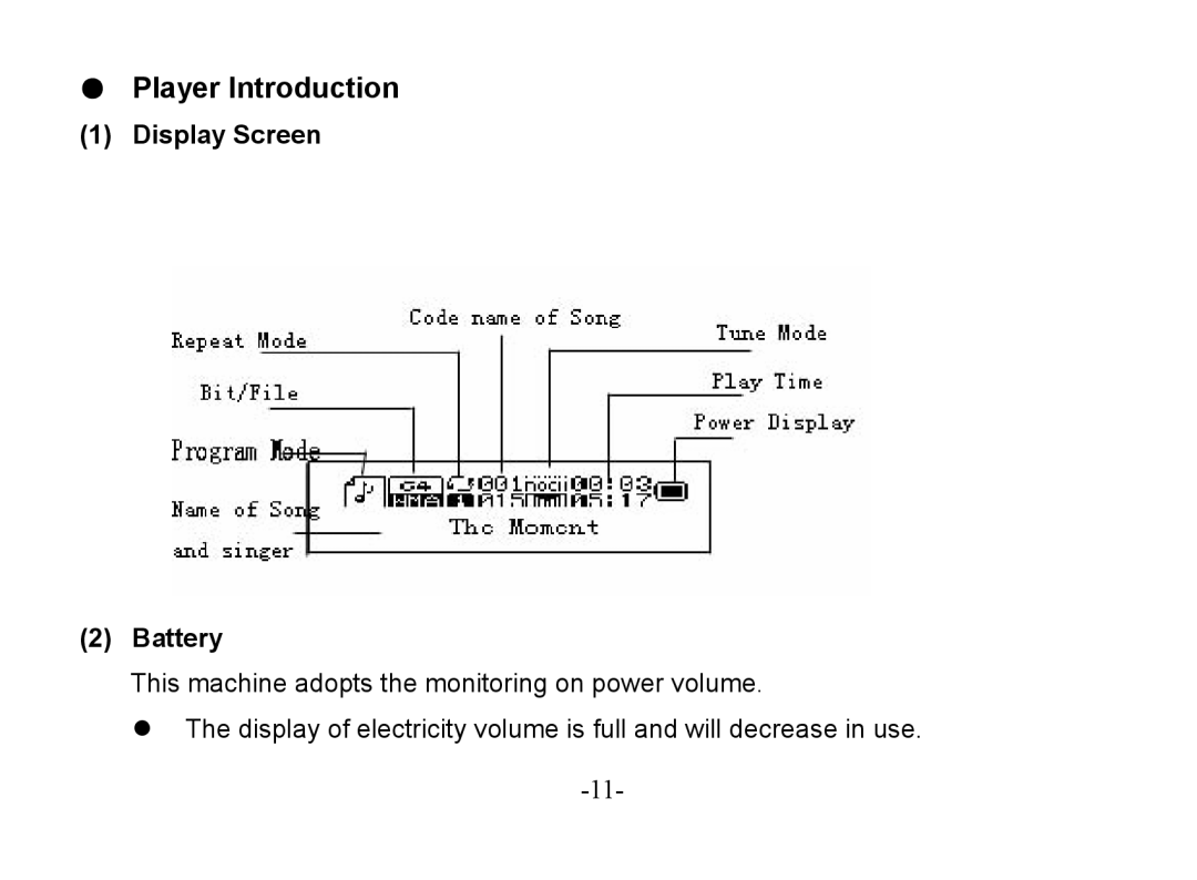 Astone Holdings Pty Digital Audio Box specifications Player Introduction, Display Screen Battery 