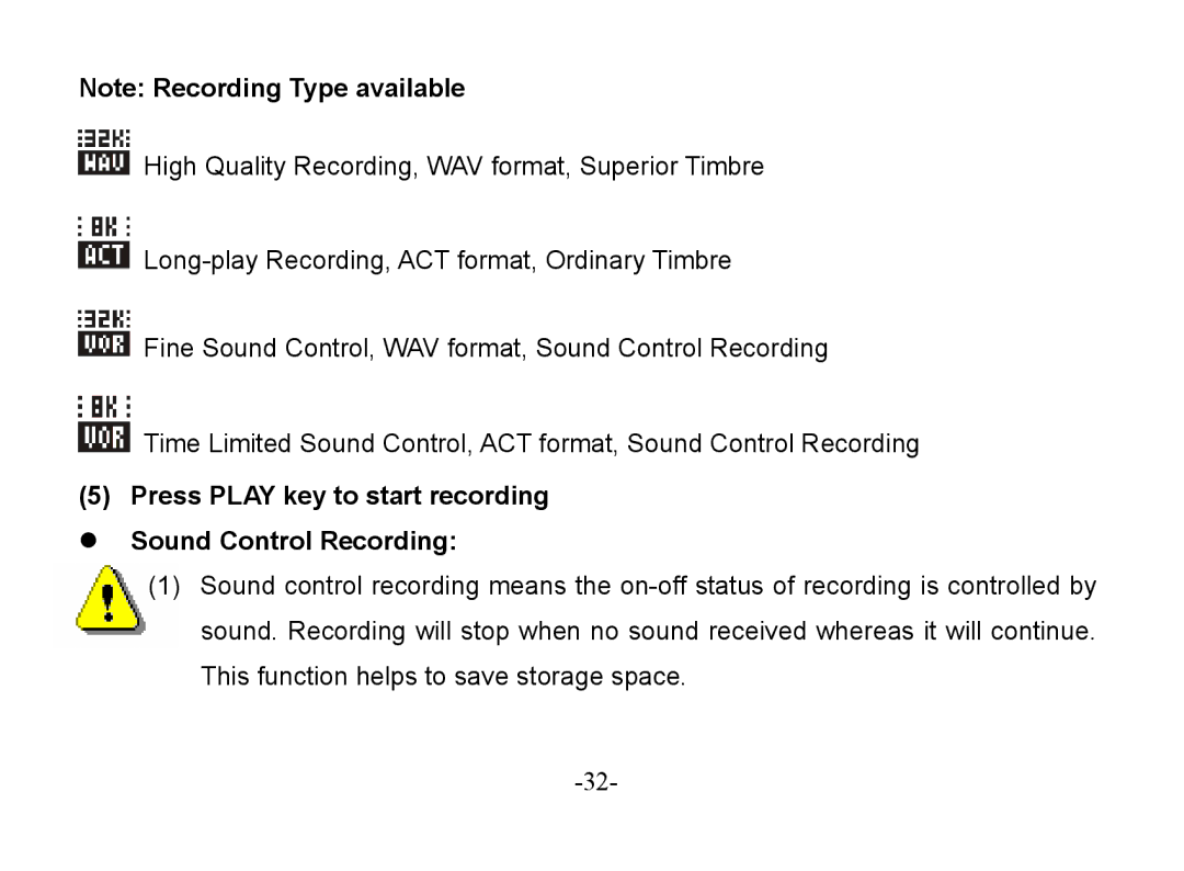 Astone Holdings Pty Digital Audio Box specifications Press Play key to start recording z Sound Control Recording 