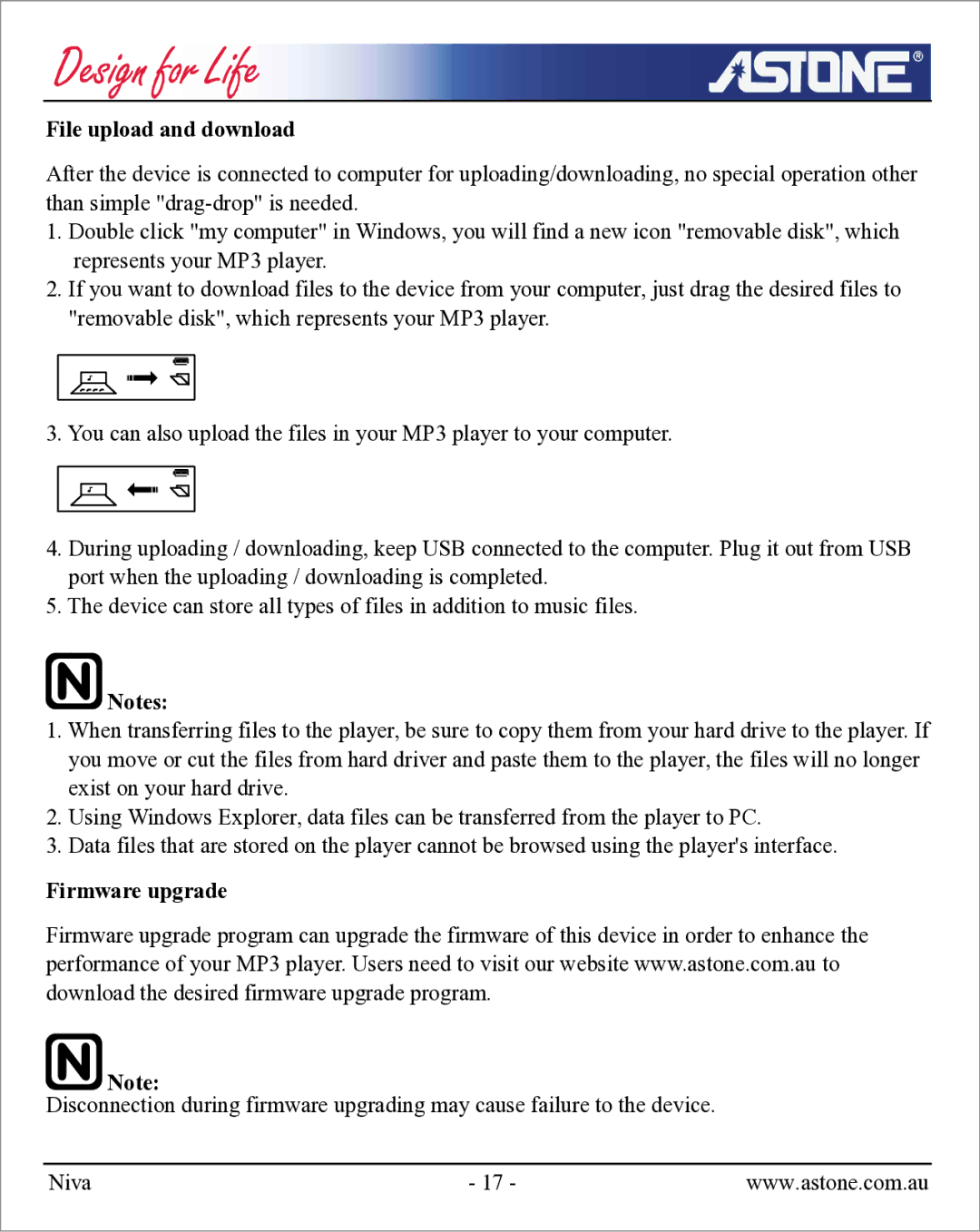 Astone Holdings Pty NIVA user manual File upload and download, Firmware upgrade 