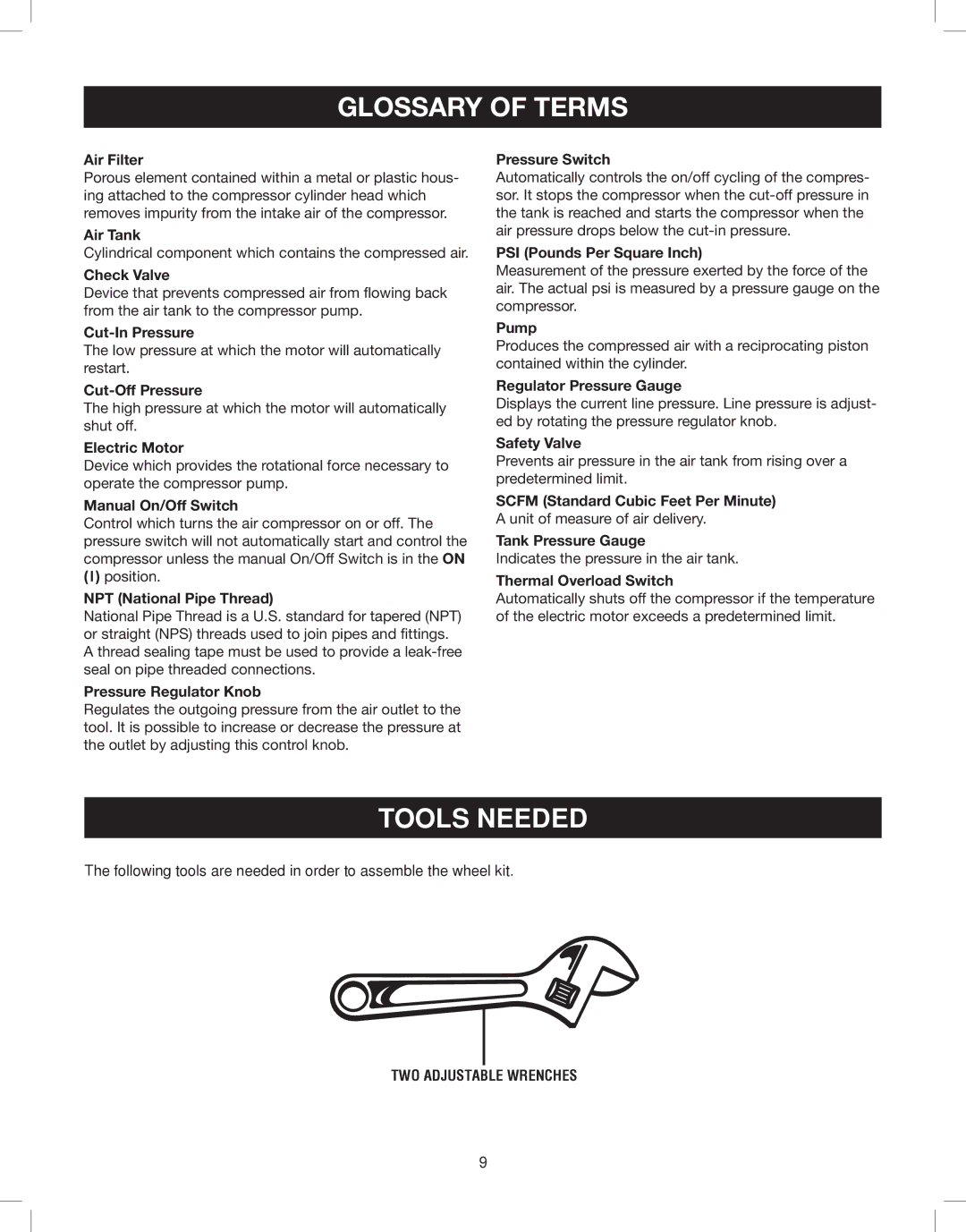 Astro Pneumatic 68127 operating instructions 33!299/& 4%2-3, Tools Needed 