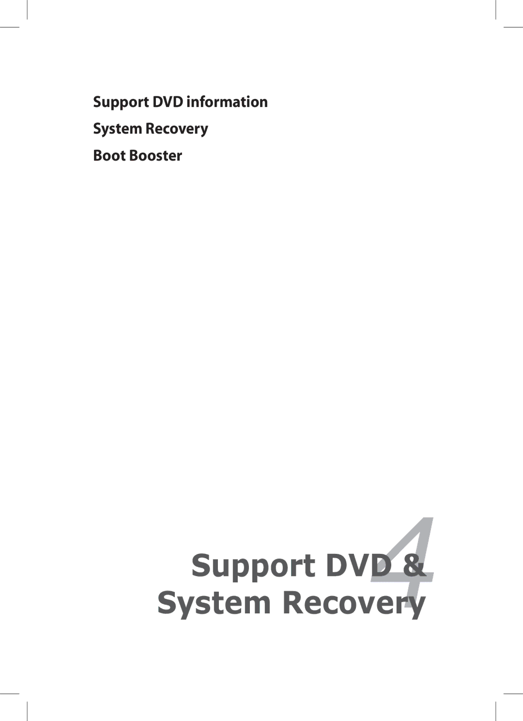 Asus 1008P-KR-PU27-PI user manual Support DVD System Recovery, Boot Booster 