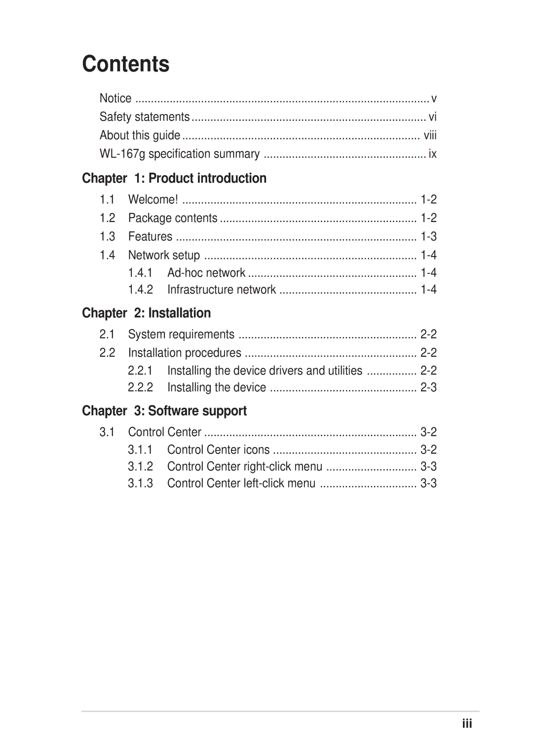 Asus 54Mbps manual Contents 