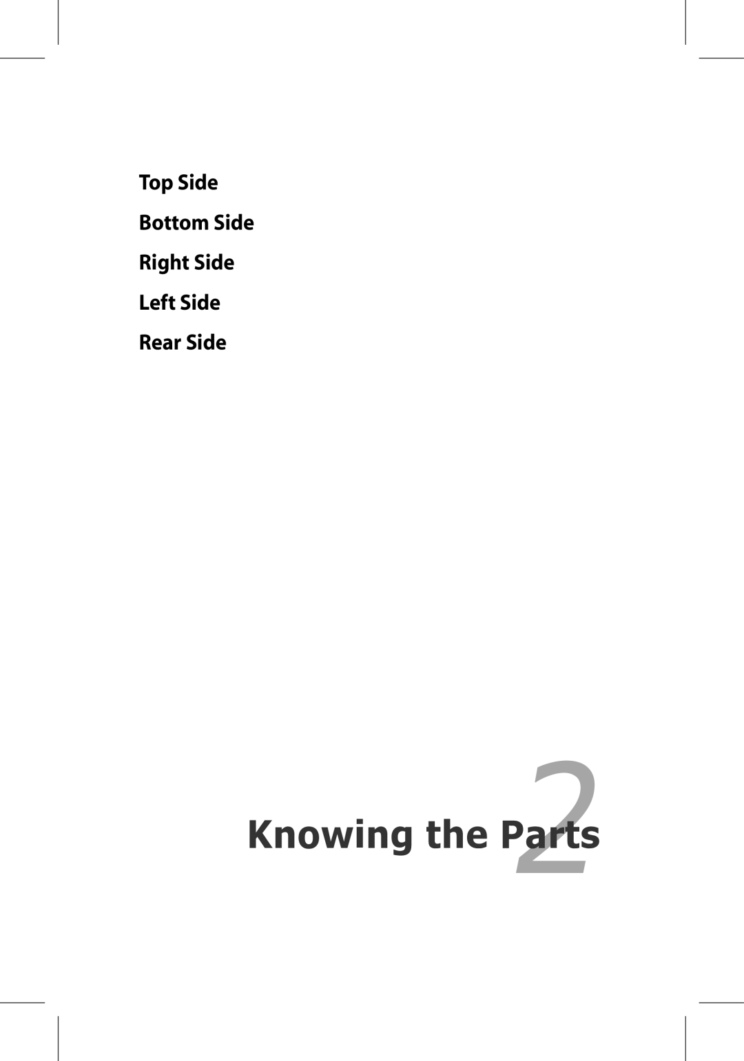 Asus 701SD manual Knowing the Parts2, Top Side Bottom Side Right Side Left Side Rear Side 