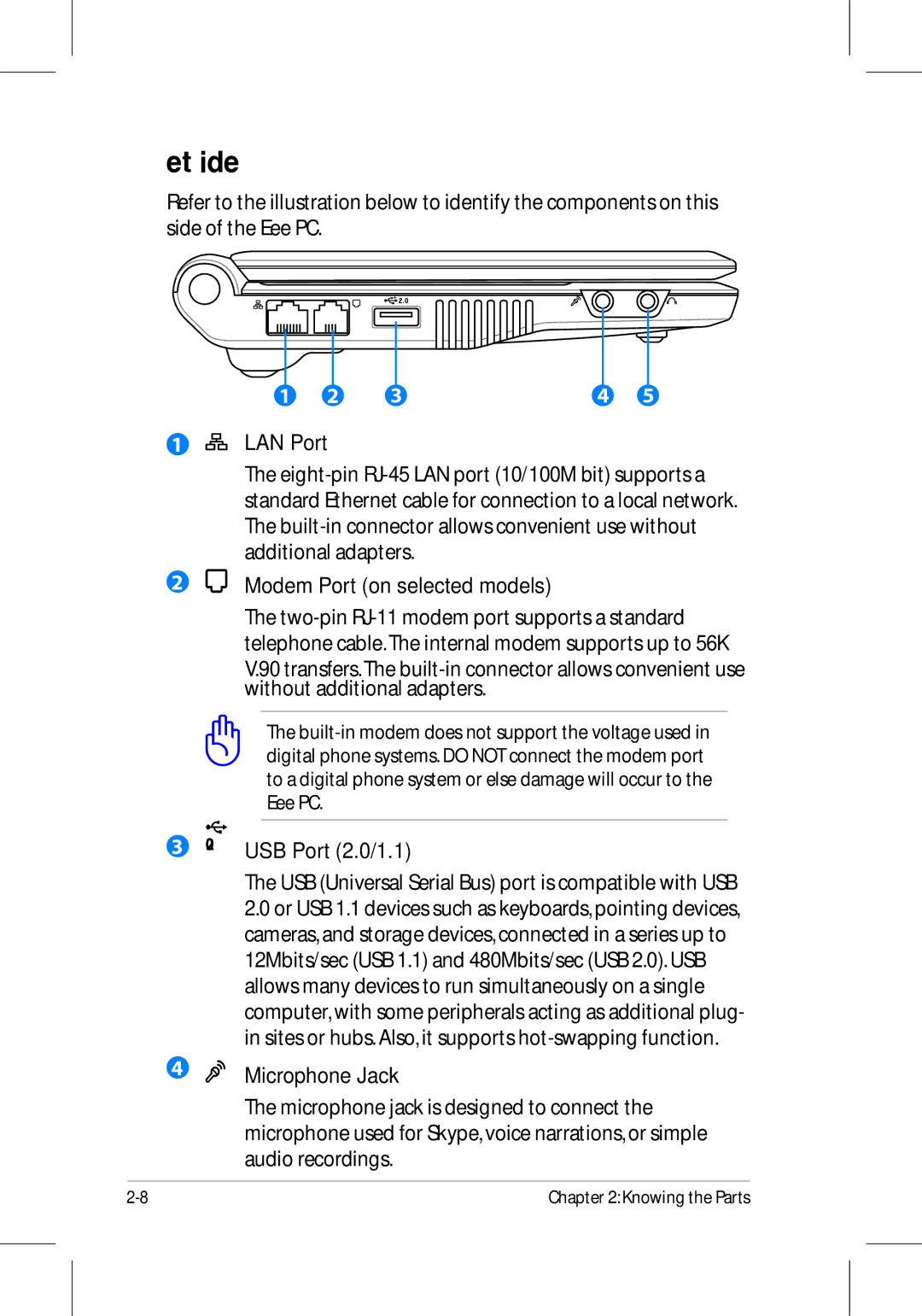 Asus 701SD manual Left Side, LAN Port, Microphone Jack 