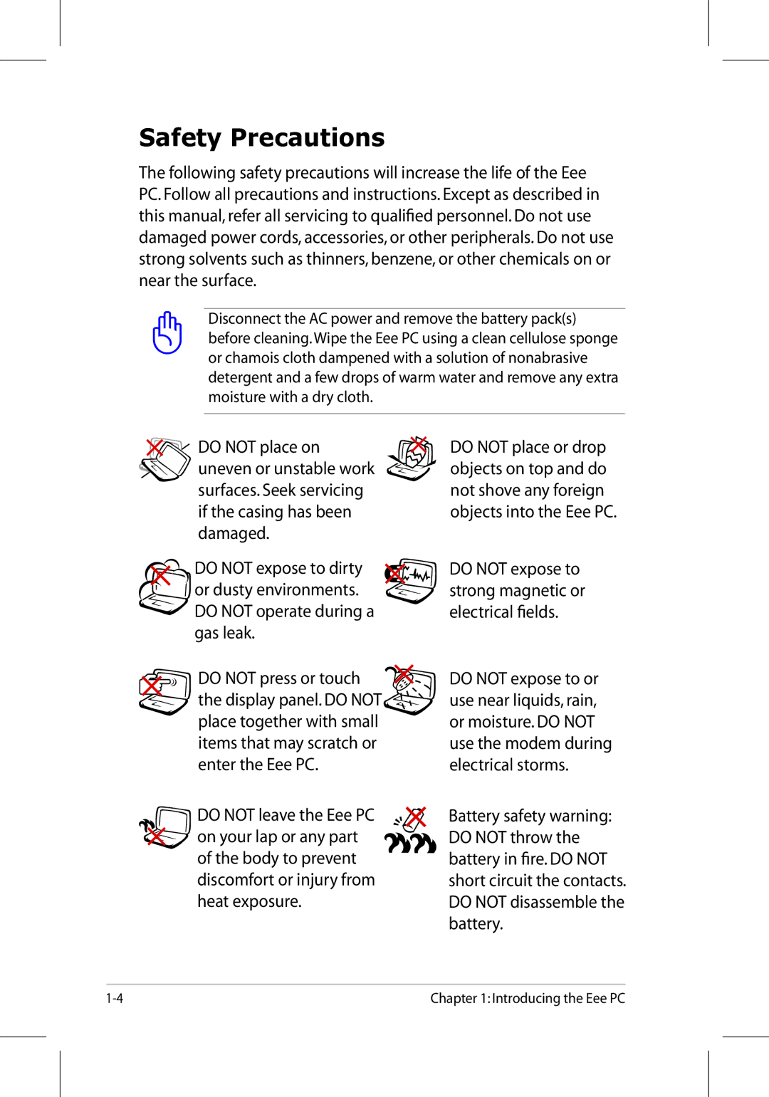 Asus 701SD manual Safety Precautions 