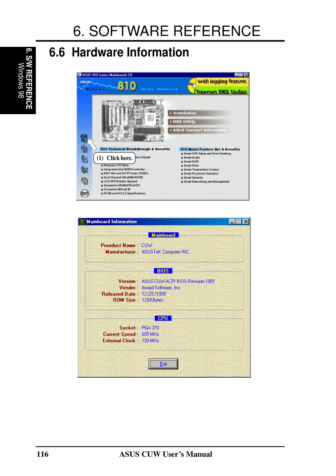 Asus 810 user manual Hardware Information 