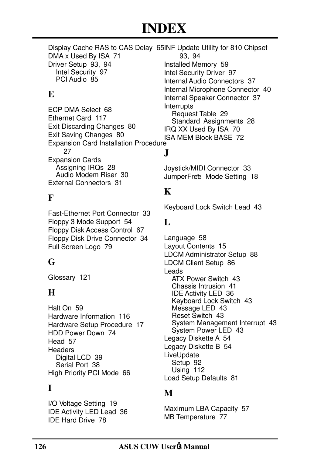 Asus 810 user manual Asus CUW User’s Manual 