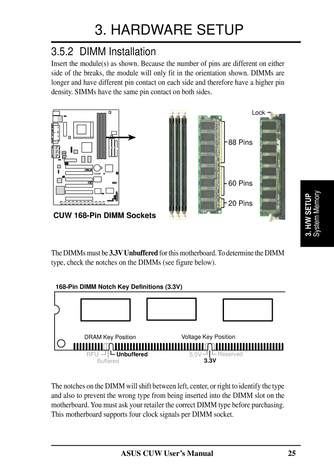 Asus 810 user manual Dimm Installation 