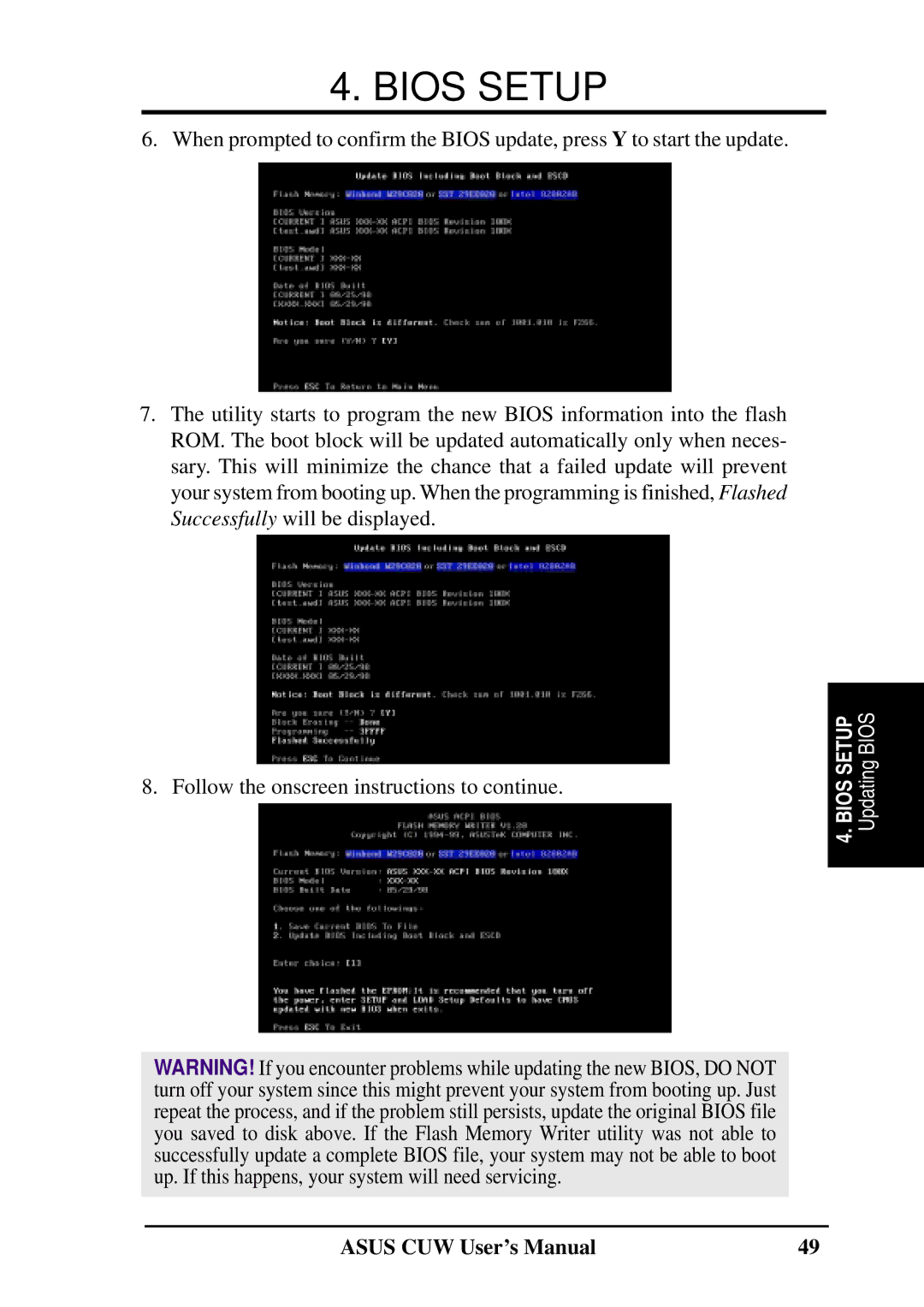 Asus 810 user manual Bios Setup 