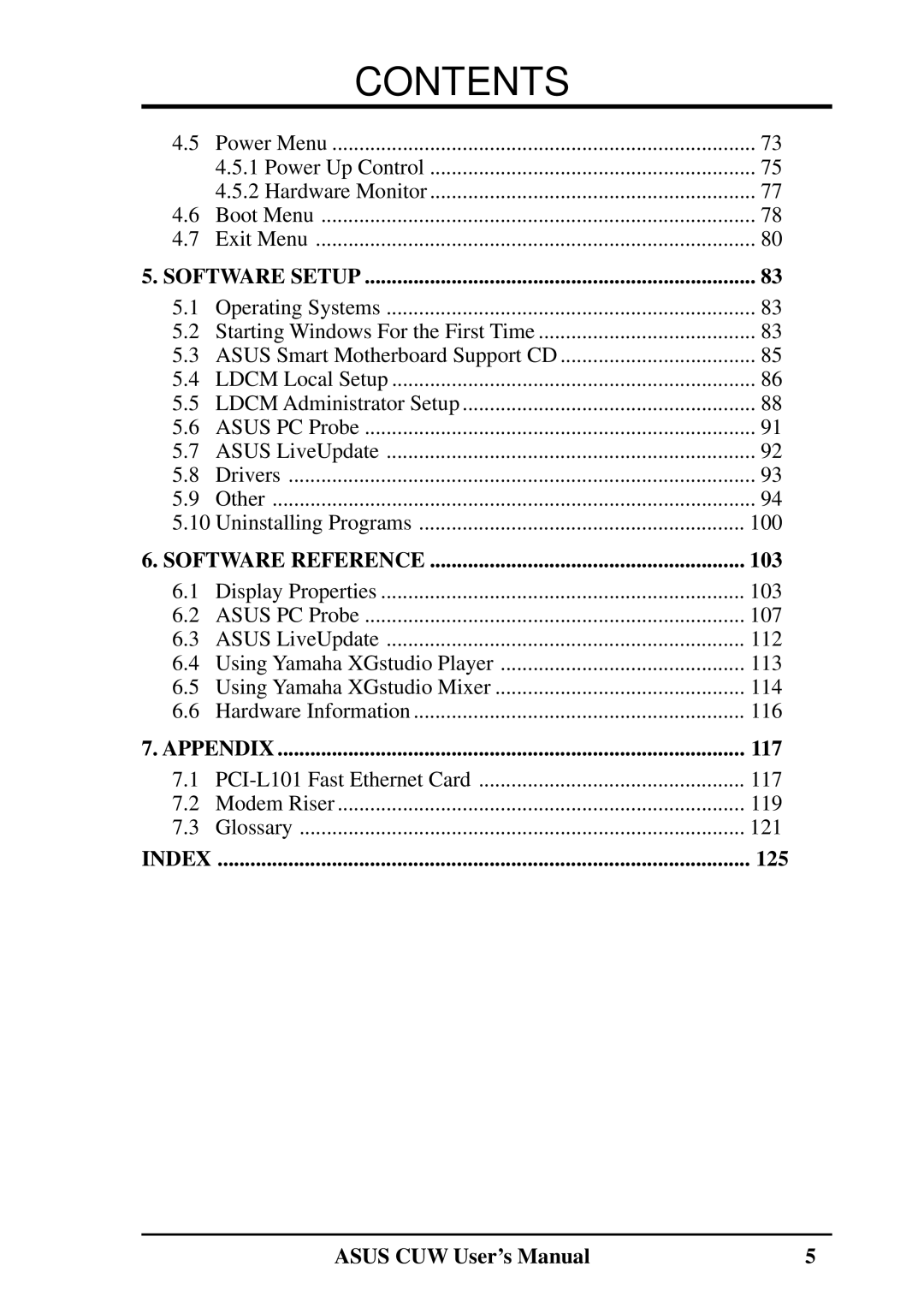 Asus 810 user manual 125, Software Setup 