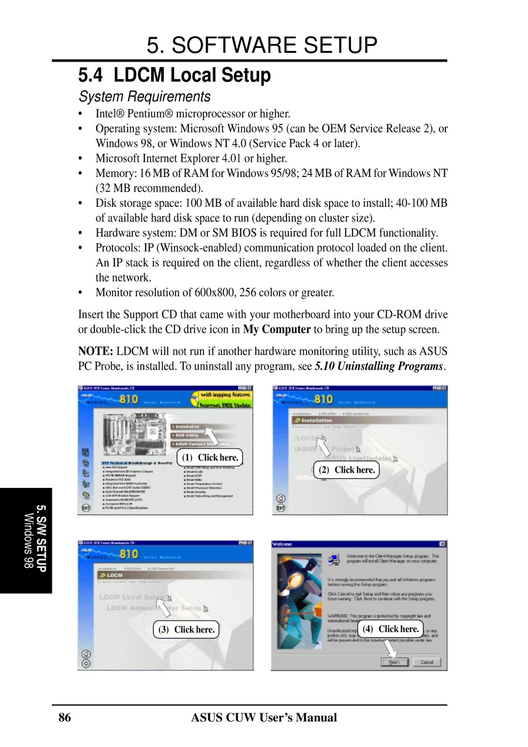 Asus 810 user manual Ldcm Local Setup, System Requirements 