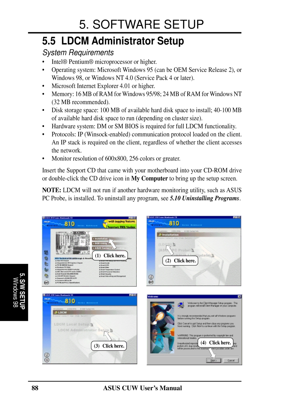 Asus 810 user manual Ldcm Administrator Setup 