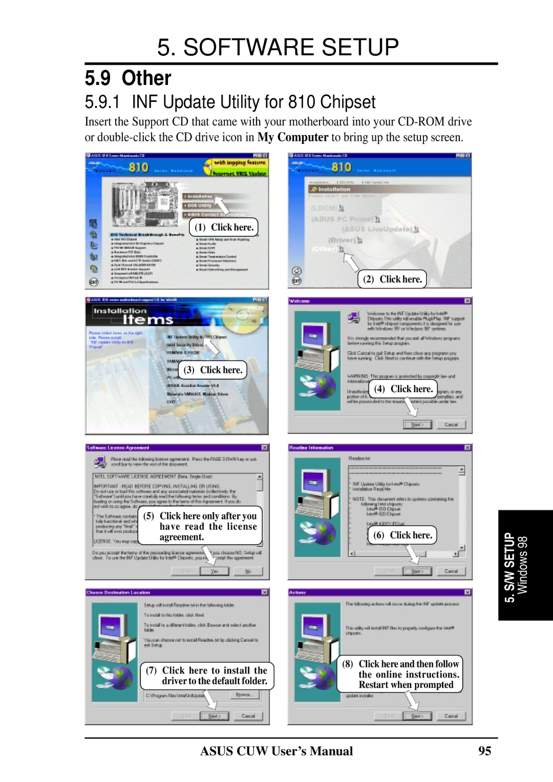 Asus user manual Other, INF Update Utility for 810 Chipset 