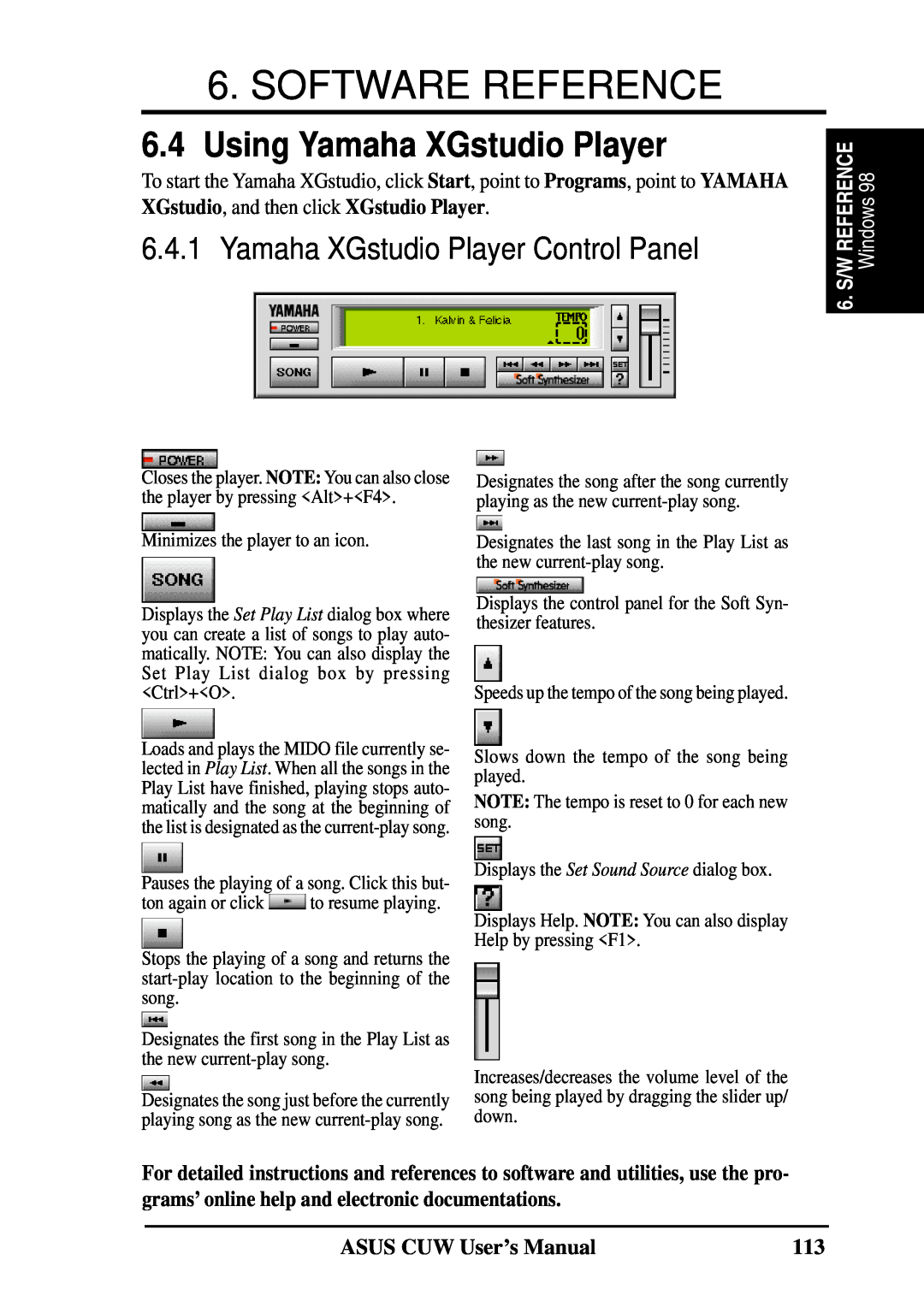 Asus 810 Using Yamaha XGstudio Player, Yamaha XGstudio Player Control Panel, XGstudio, and then click XGstudio Player 