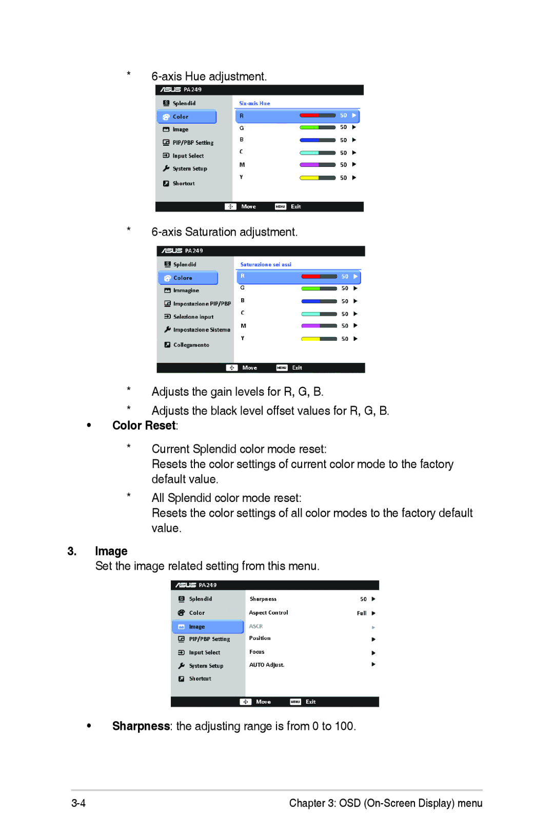 Asus 84WS70MS manual Color Reset, Image 