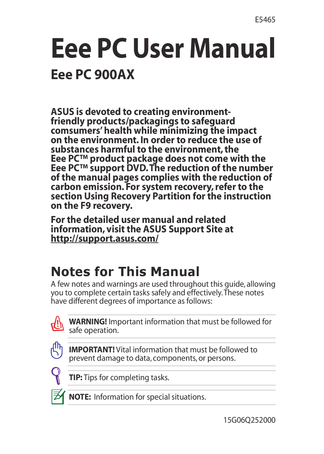 Asus user manual Eee PC 900AX 