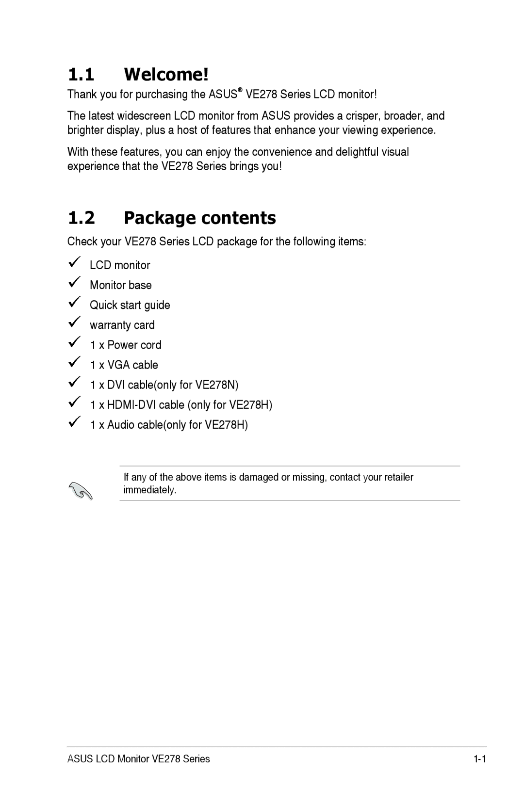 Asus 90LMB5101T010OUL manual Welcome, Package contents 