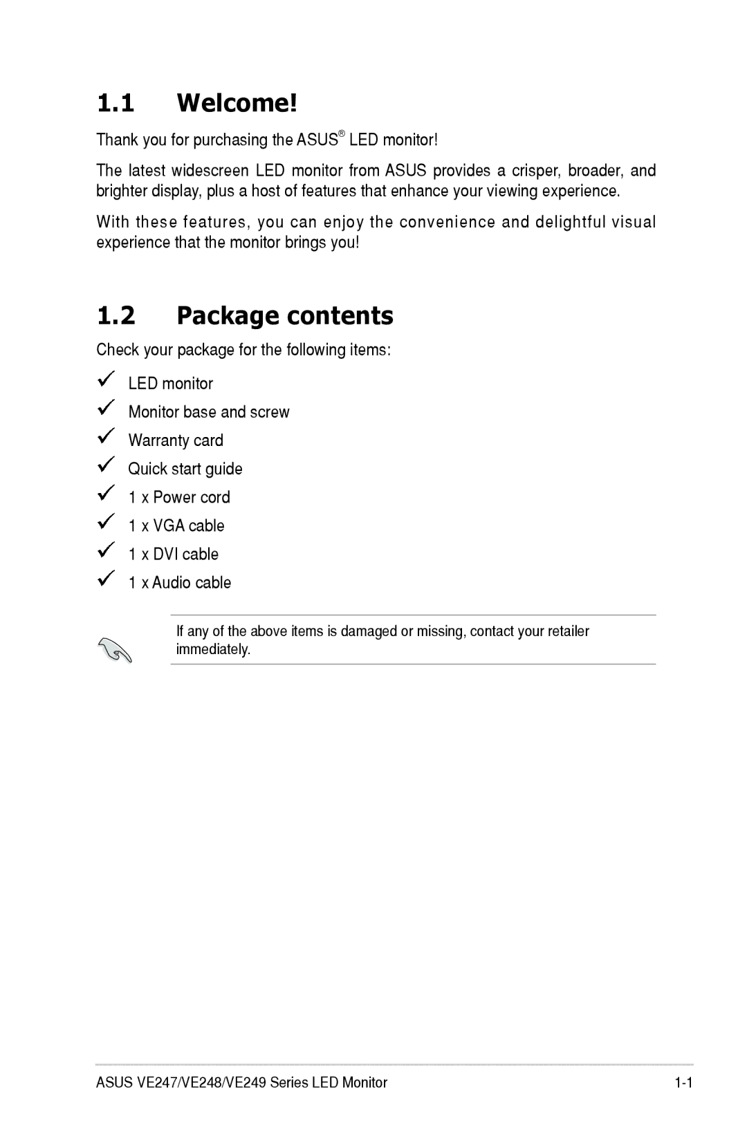 Asus 90LMC3101Q01041C manual Welcome, Package contents 