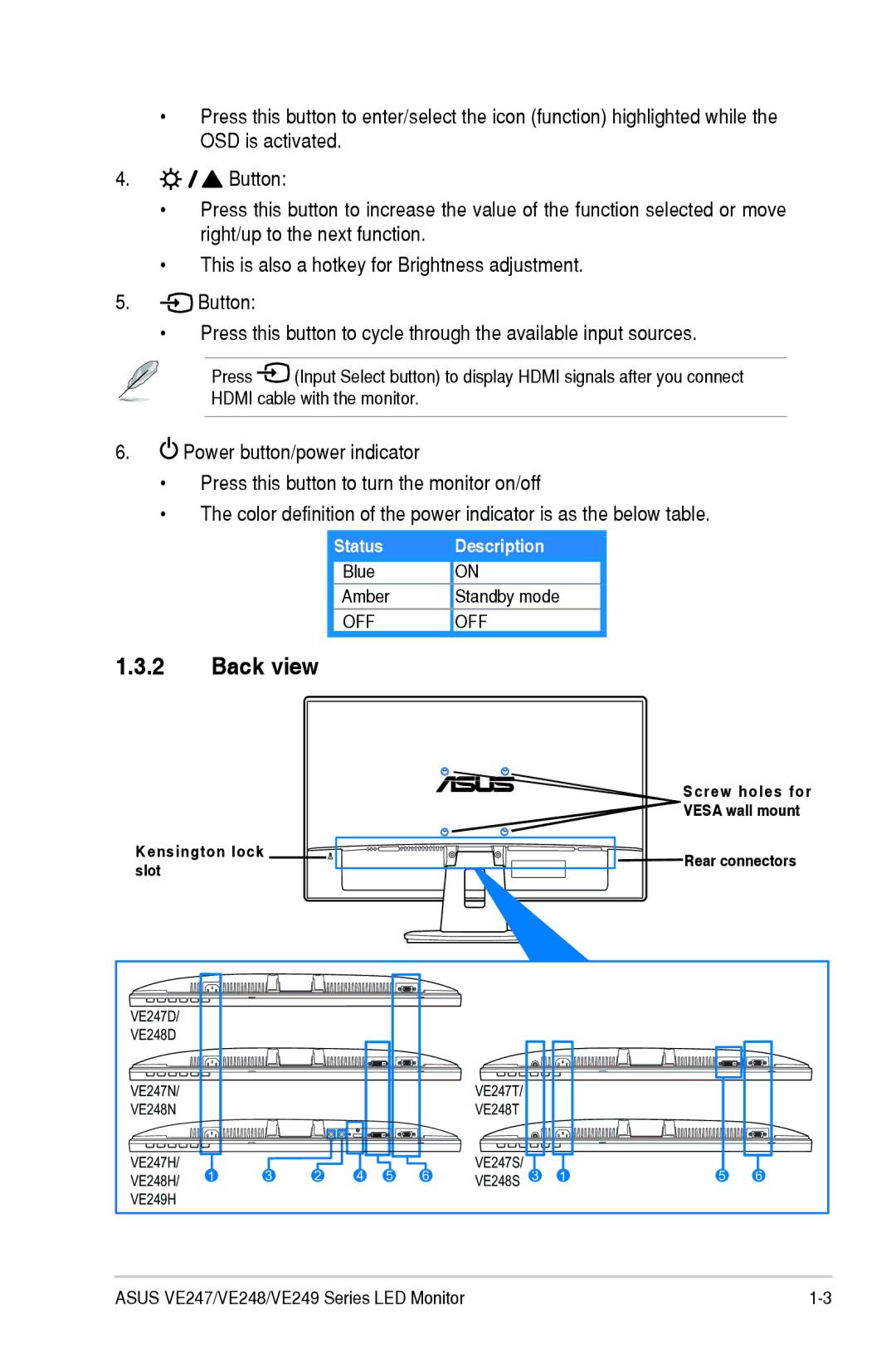 Asus 90LMC3101Q01041C manual Back view 