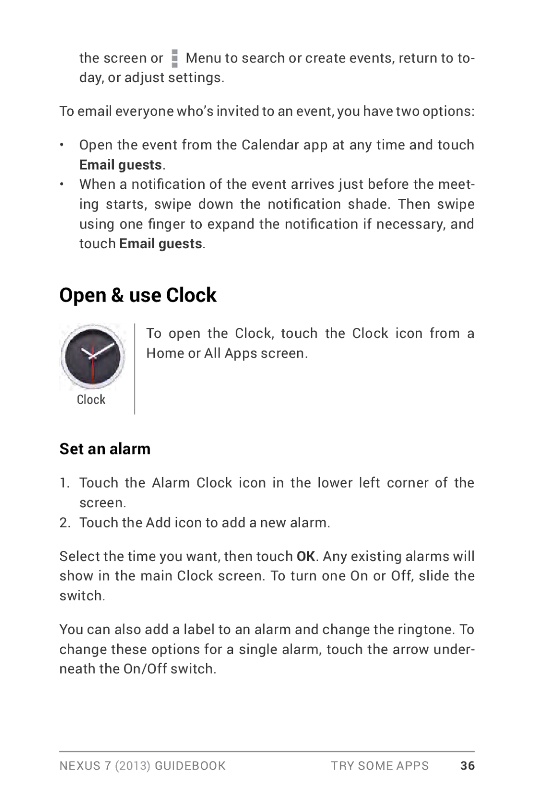 Asus 7, 90NK0081-M00020, 1B32-4G manual Open & use Clock, Set an alarm 