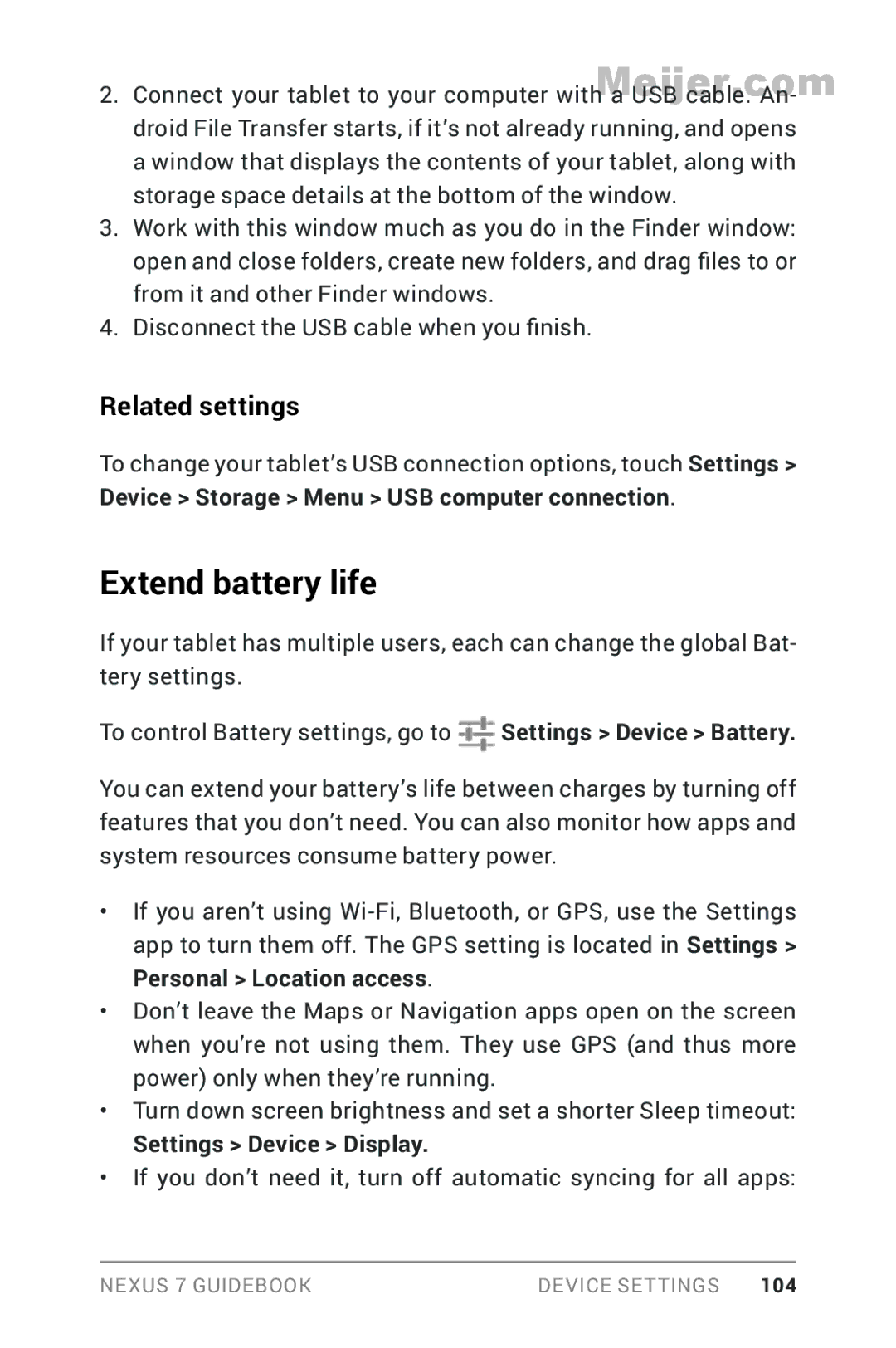 Asus 1B32-4G, 90NK0081-M00020 manual Extend battery life, Settings Device Display 