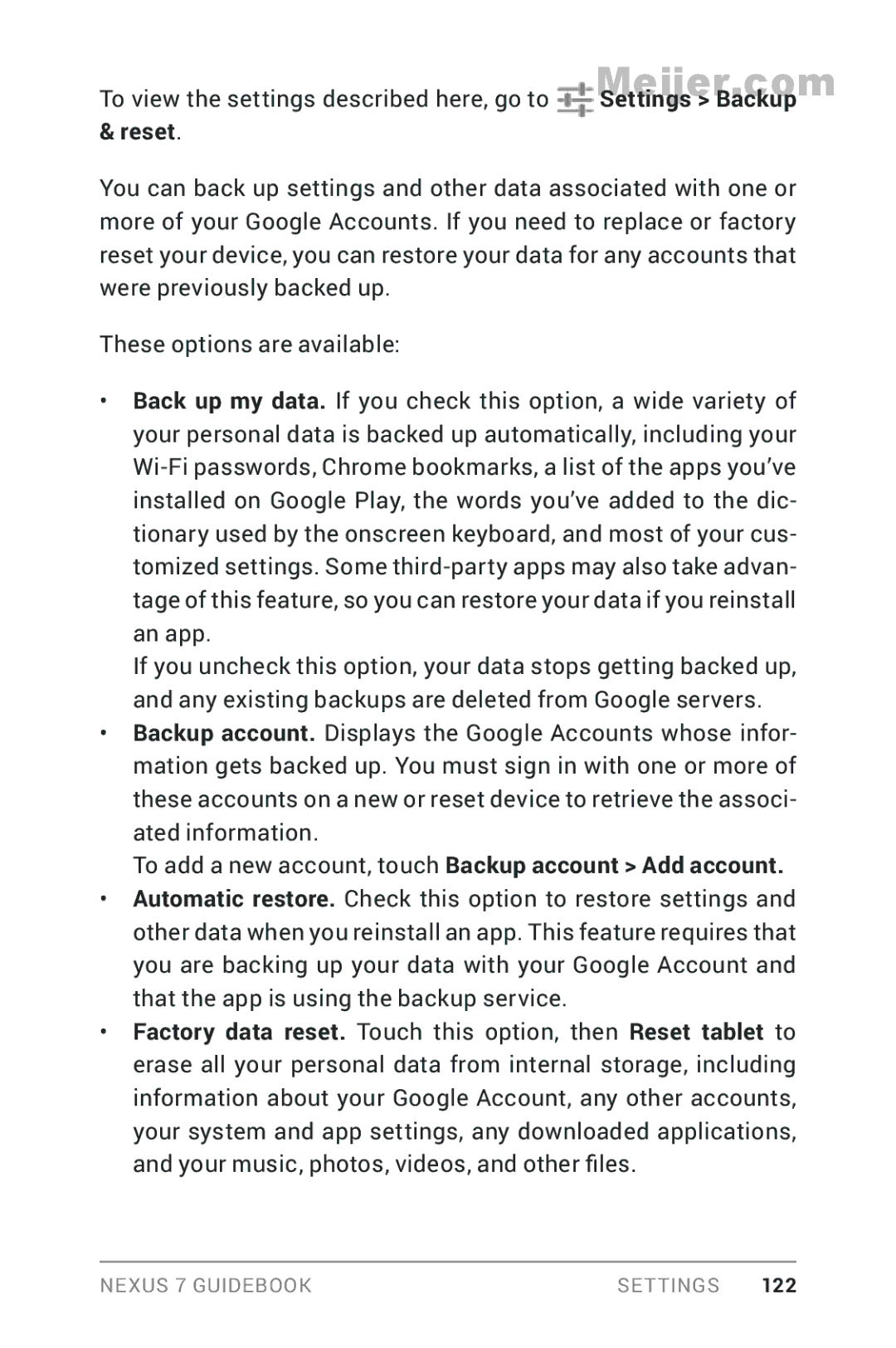 Asus 1B32-4G, 90NK0081-M00020 manual To add a new account, touch Backup account Add account 