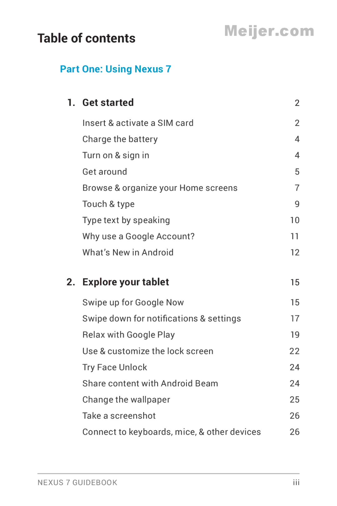 Asus 1B32-4G, 90NK0081-M00020 manual Table of contents, Get started 