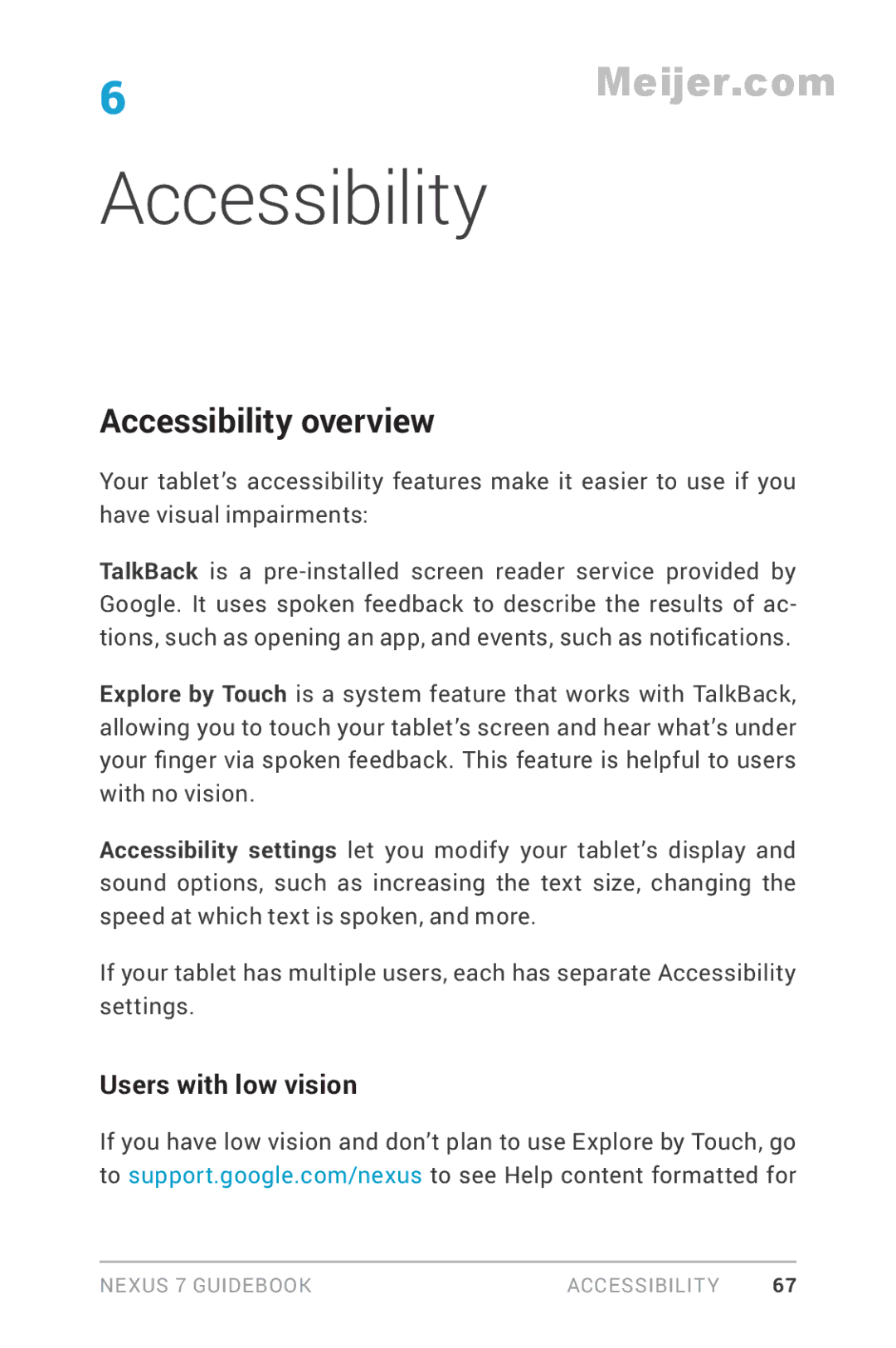 Asus 90NK0081-M00020, 1B32-4G manual Accessibility overview, Users with low vision 