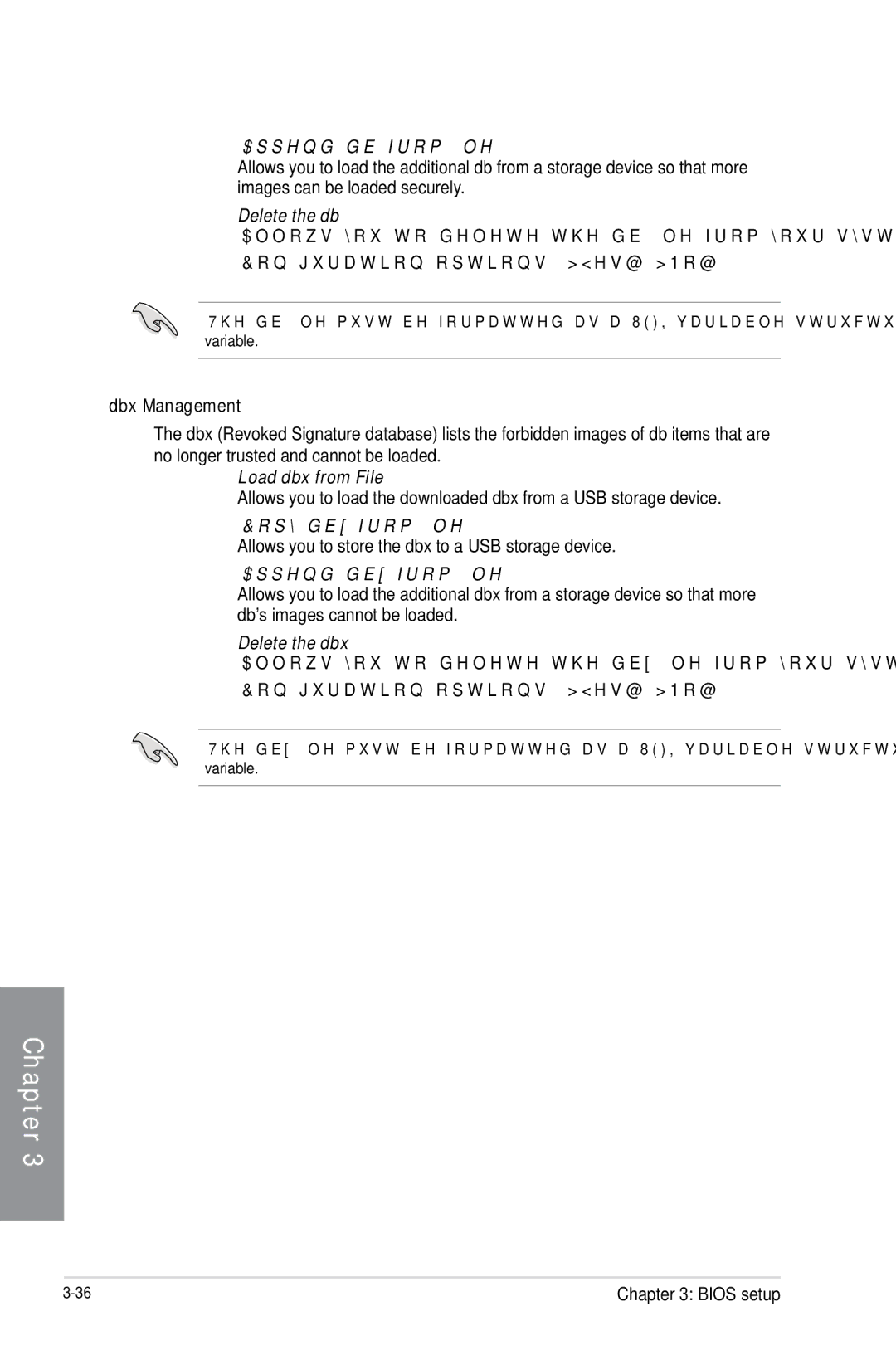 Asus SABERTOOTH990FXGEN3, 990FX R20 manual Dbx Management, Allows you to store the dbx to a USB storage device 