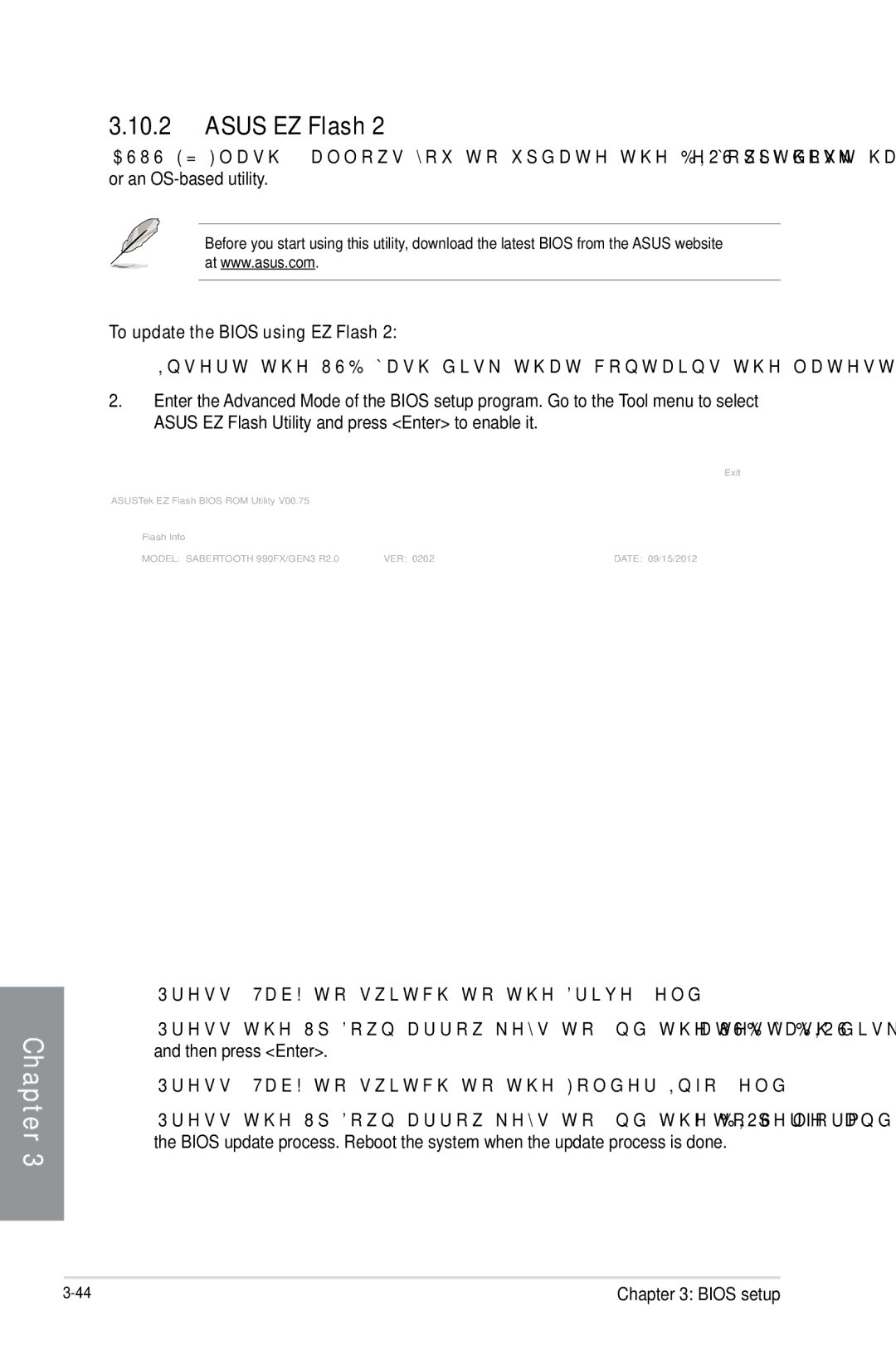 Asus SABERTOOTH990FXGEN3, 990FX R20, SABERTOOTH 990FX/GEN3 R2 manual Asus EZ Flash, To update the Bios using EZ Flash 