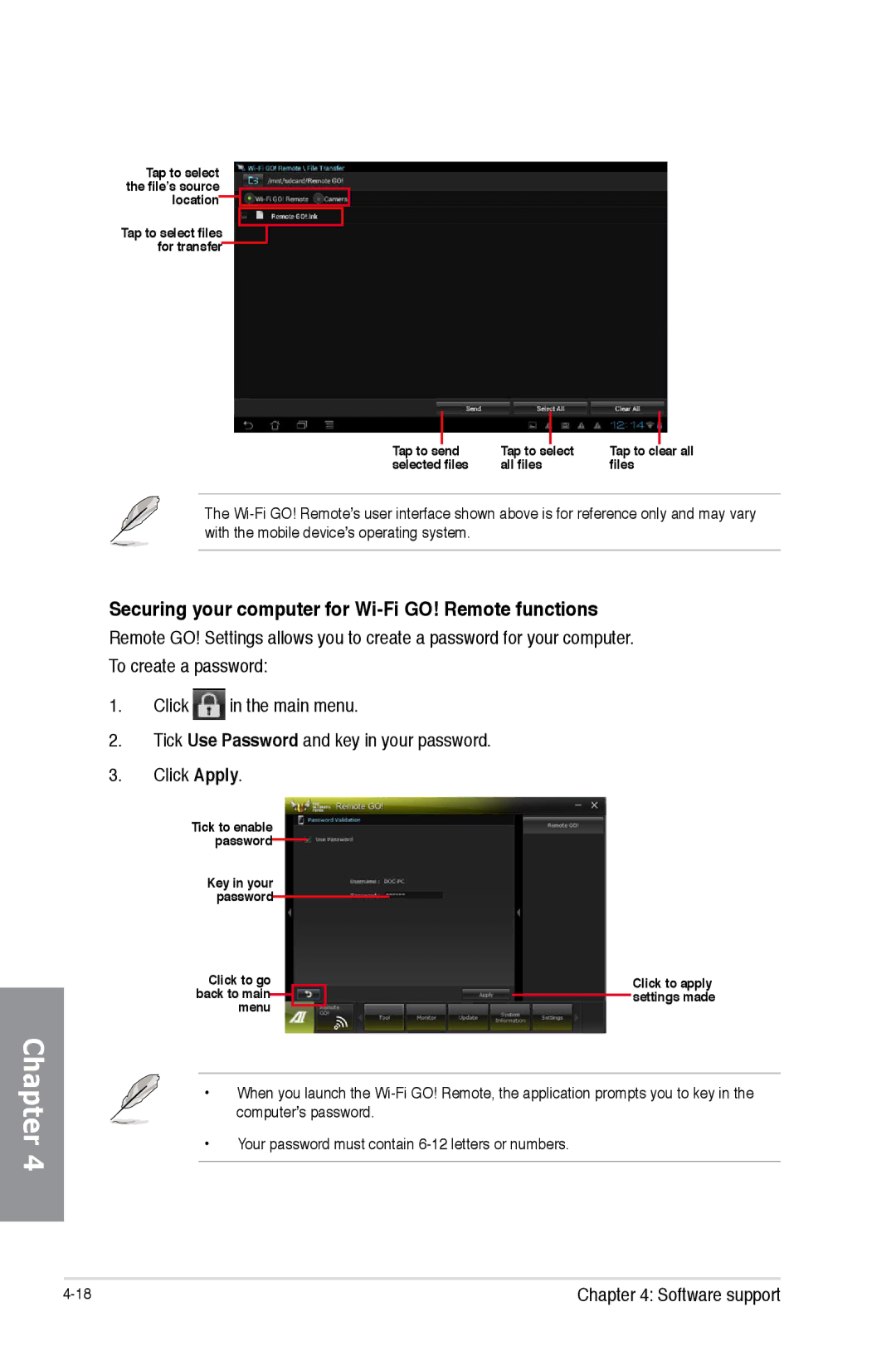 Asus 990FX R20, SABERTOOTH 990FX/GEN3 R2, SABERTOOTH990FXGEN3 manual Securing your computer for Wi-Fi GO! Remote functions 