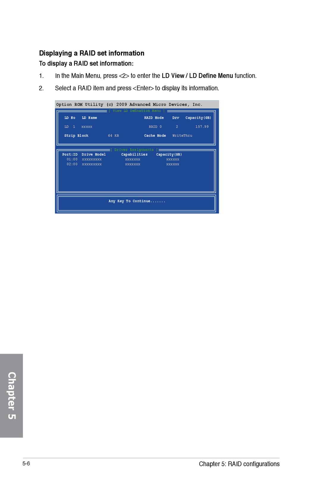 Asus 990FX R20, SABERTOOTH 990FX/GEN3 R2, 990FXGEN3 Displaying a RAID set information, To display a RAID set information 