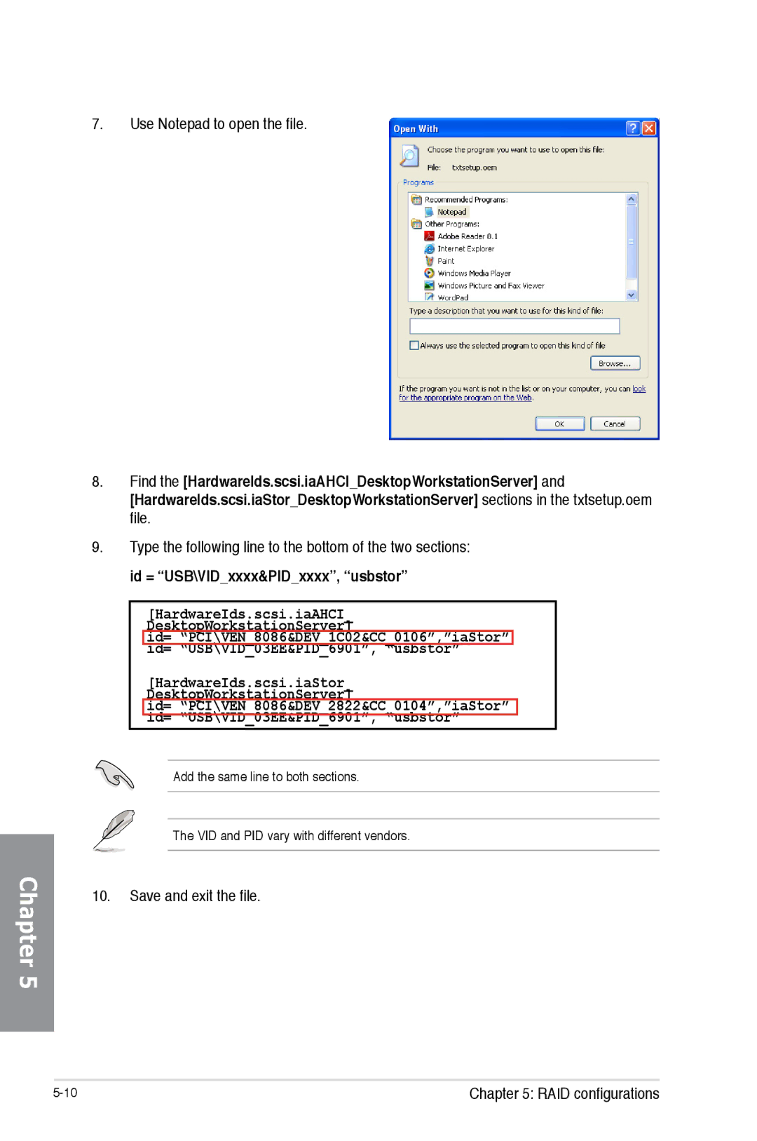 Asus 990FX R20, SABERTOOTH 990FX/GEN3 R2, SABERTOOTH990FXGEN3 manual Use Notepad to open the file, Save and exit the file 