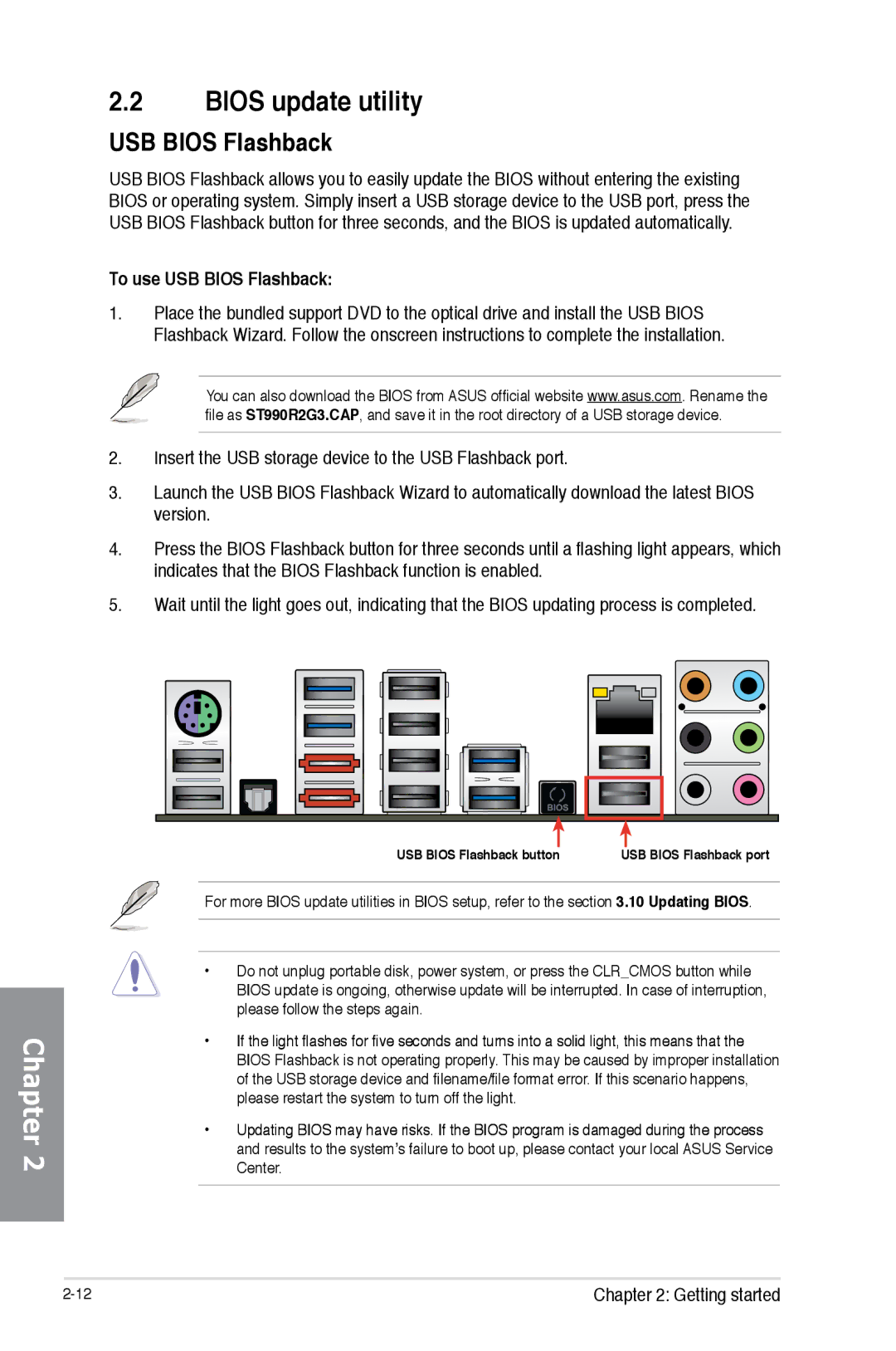 Asus 990FX R20, SABERTOOTH 990FX/GEN3 R2, SABERTOOTH990FXGEN3 manual Bios update utility, To use USB Bios Flashback 