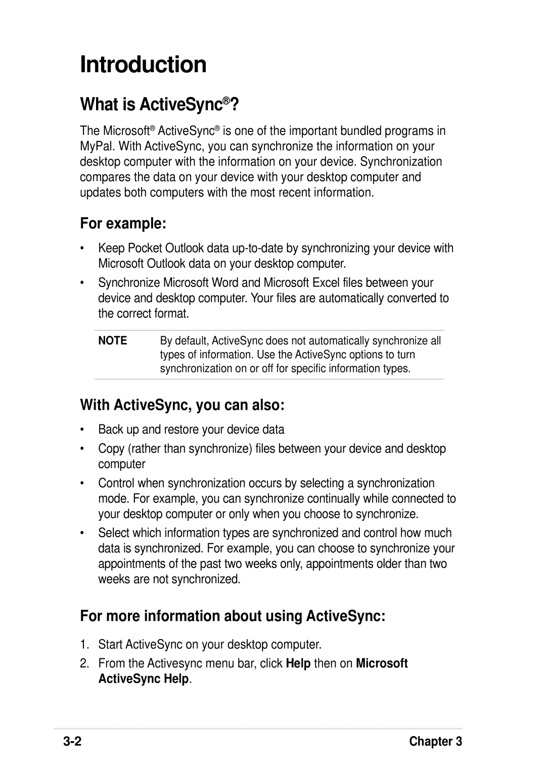 Asus A600 user manual Introduction, What is ActiveSync ?, For example, With ActiveSync, you can also 