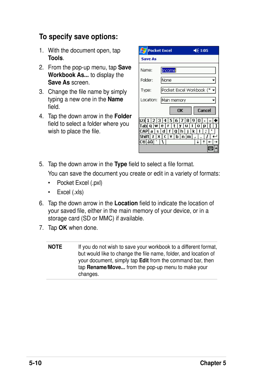 Asus A600 user manual To specify save options 