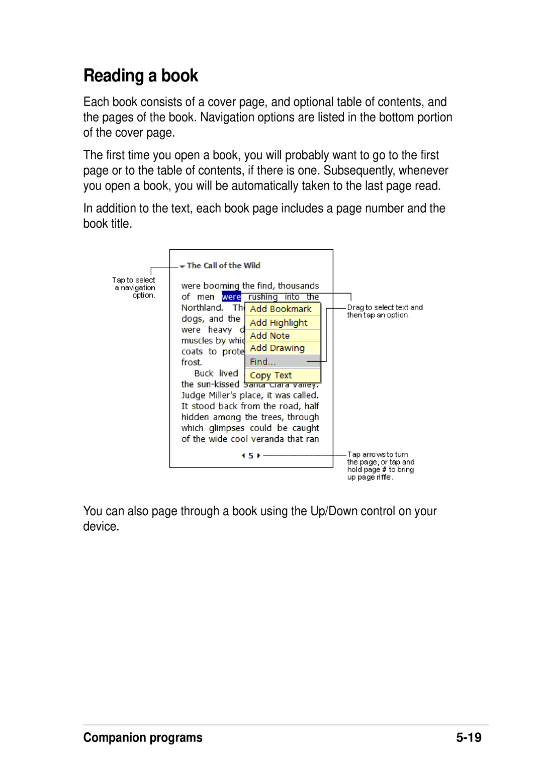 Asus A600 user manual Reading a book 