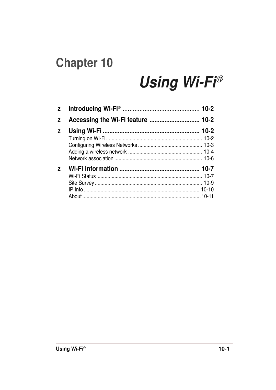 Asus 632, A636 manual Using Wi-Fi 10-1 