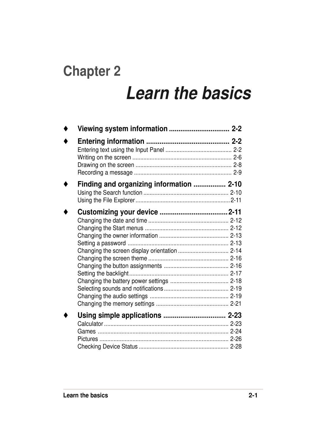 Asus 632, A636 manual Entering information, Learn the basics 