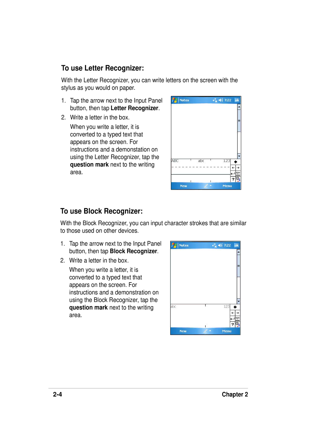 Asus A636, 632 manual To use Letter Recognizer, To use Block Recognizer 