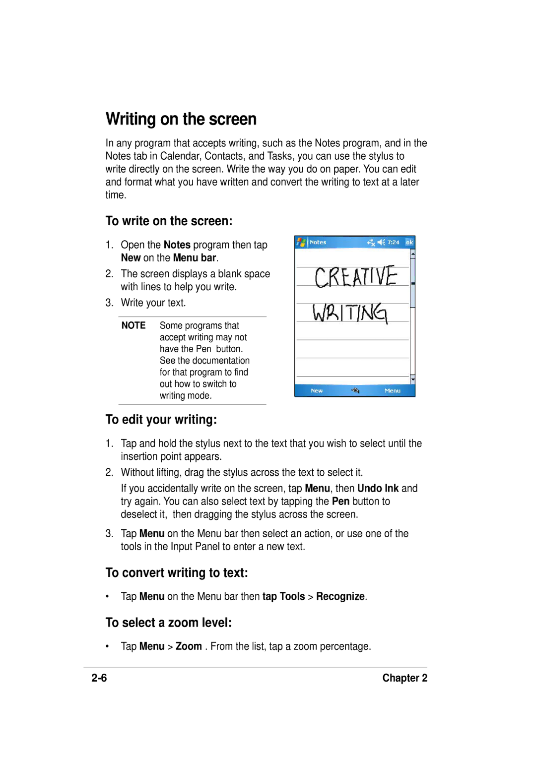 Asus A636, 632 manual Writing on the screen, To write on the screen, To edit your writing, To convert writing to text 