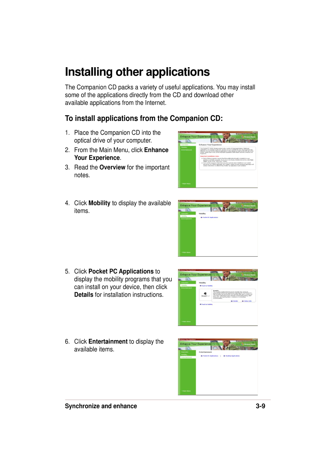 Asus 632, A636 manual Installing other applications, To install applications from the Companion CD 