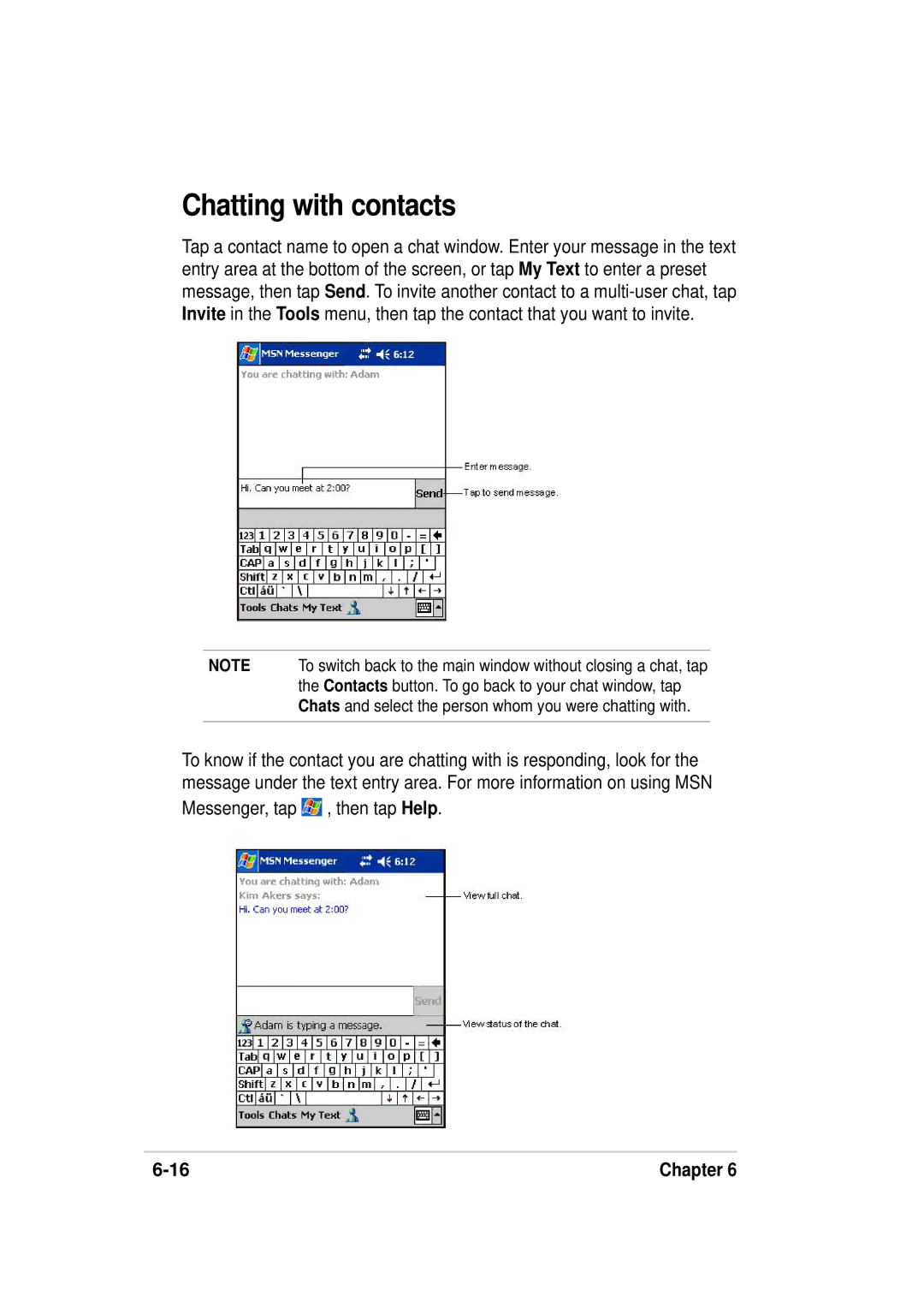 Asus A636, 632 manual Chatting with contacts 