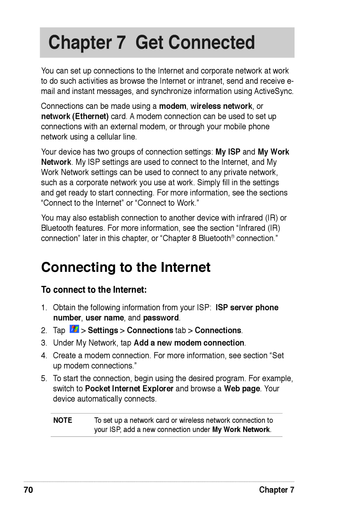 Asus A639 user manual Connecting to the Internet, To connect to the Internet 