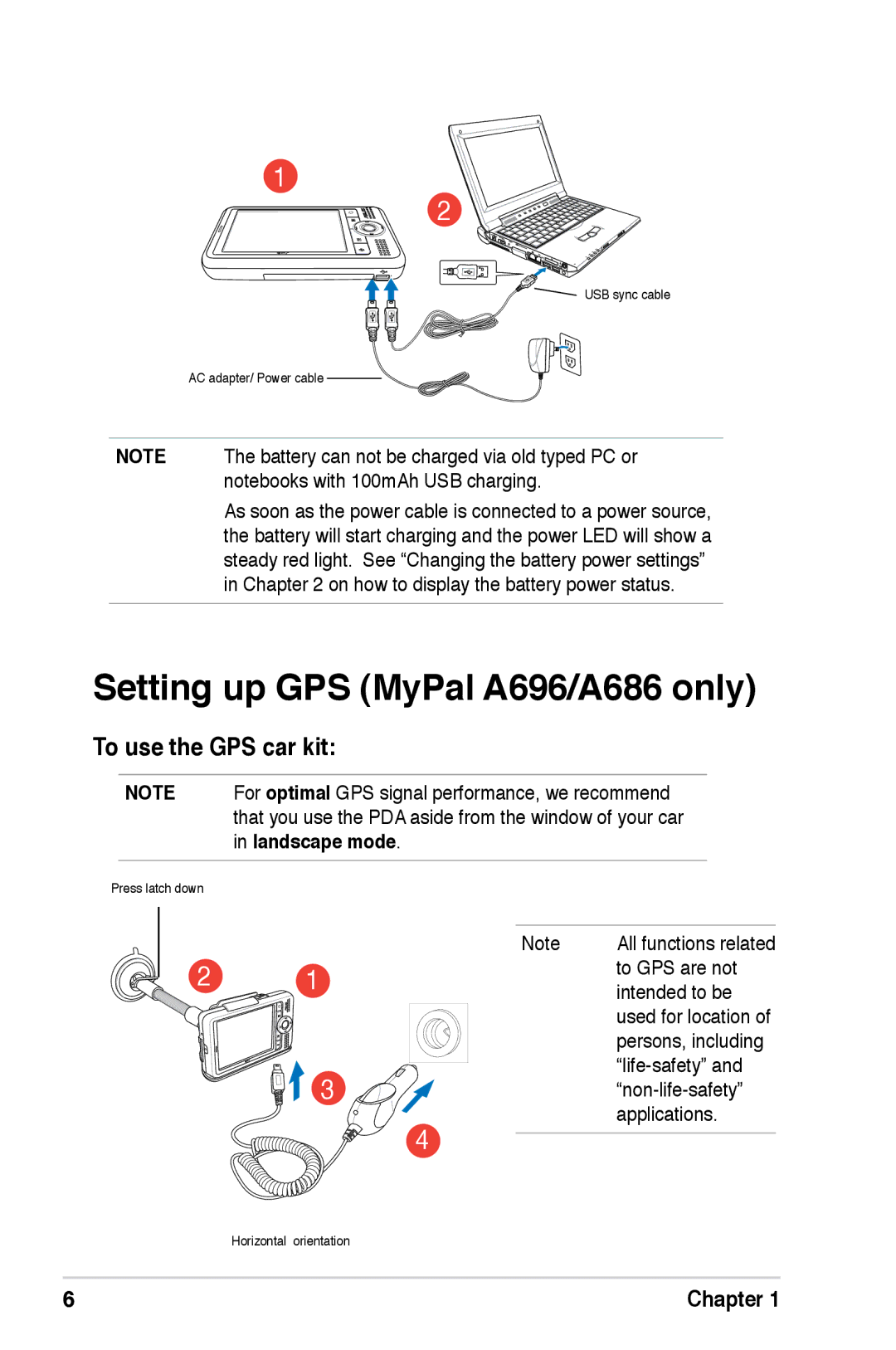 Asus A626 user manual Setting up GPS MyPal A696/A686 only, To use the GPS car kit 