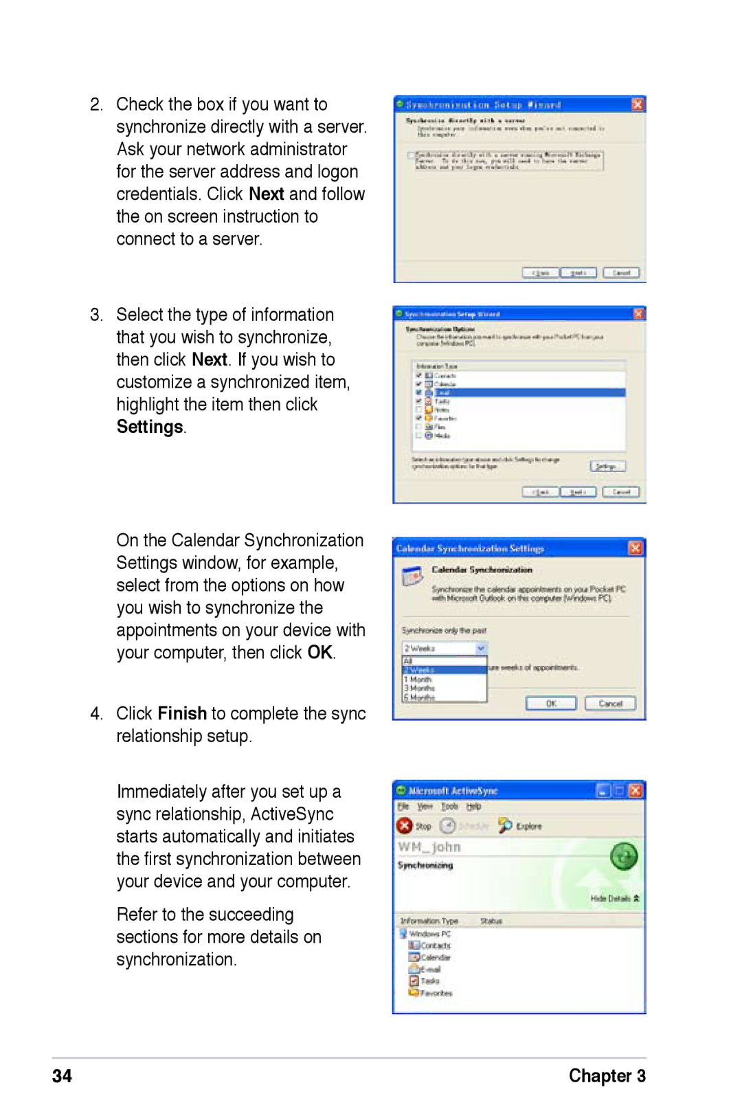 Asus A626, A696, A686 user manual Click Finish to complete the sync relationship setup 